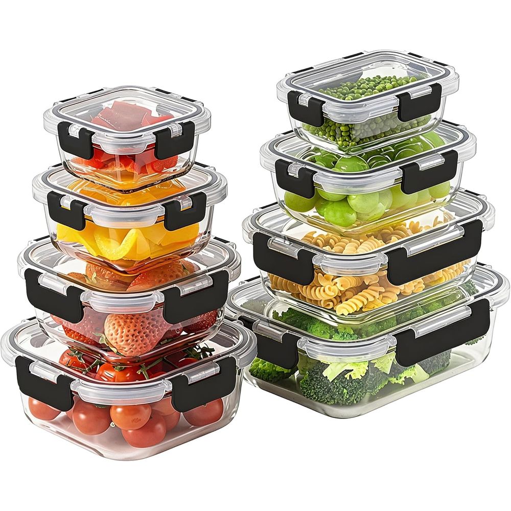 Food Storage Set Glass - Ensemble de 8 récipients de conservation