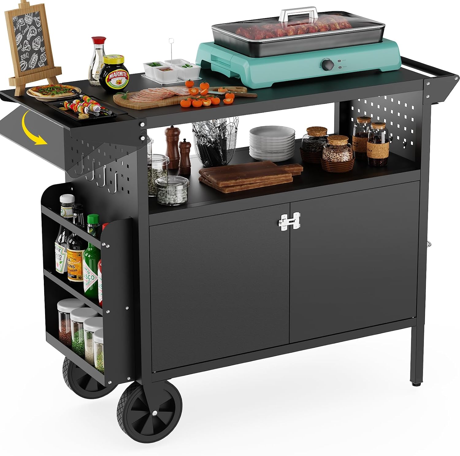 Food Storage On Table - Table de barbecue d'extérieur avec rangement,