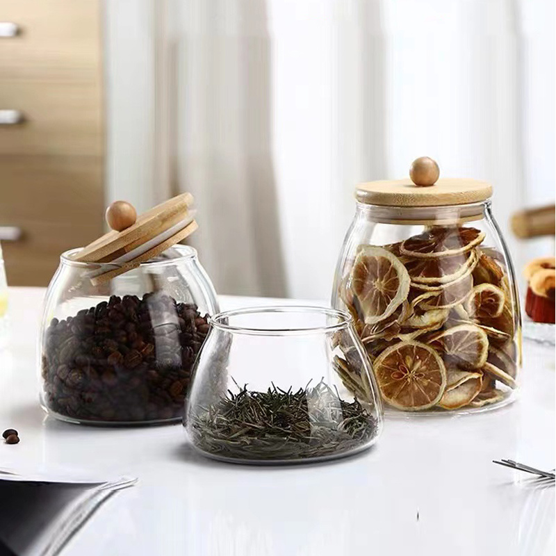 Glass Food Storage Xl - Bocaux en verre sphériques avec couvercles