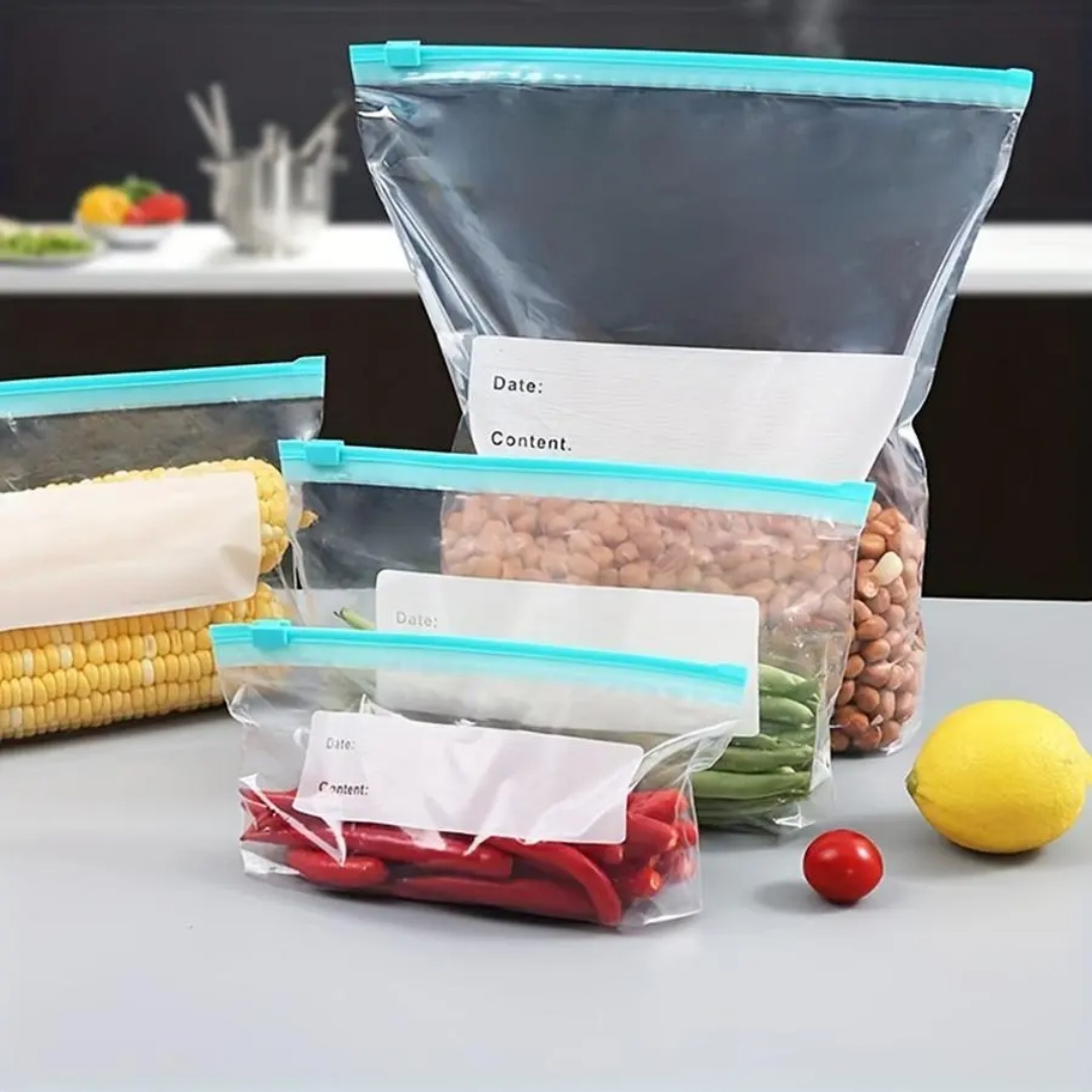 Food Storage Zipper Bags - 60 sacs réutilisables pour réfrigérateur, sacs