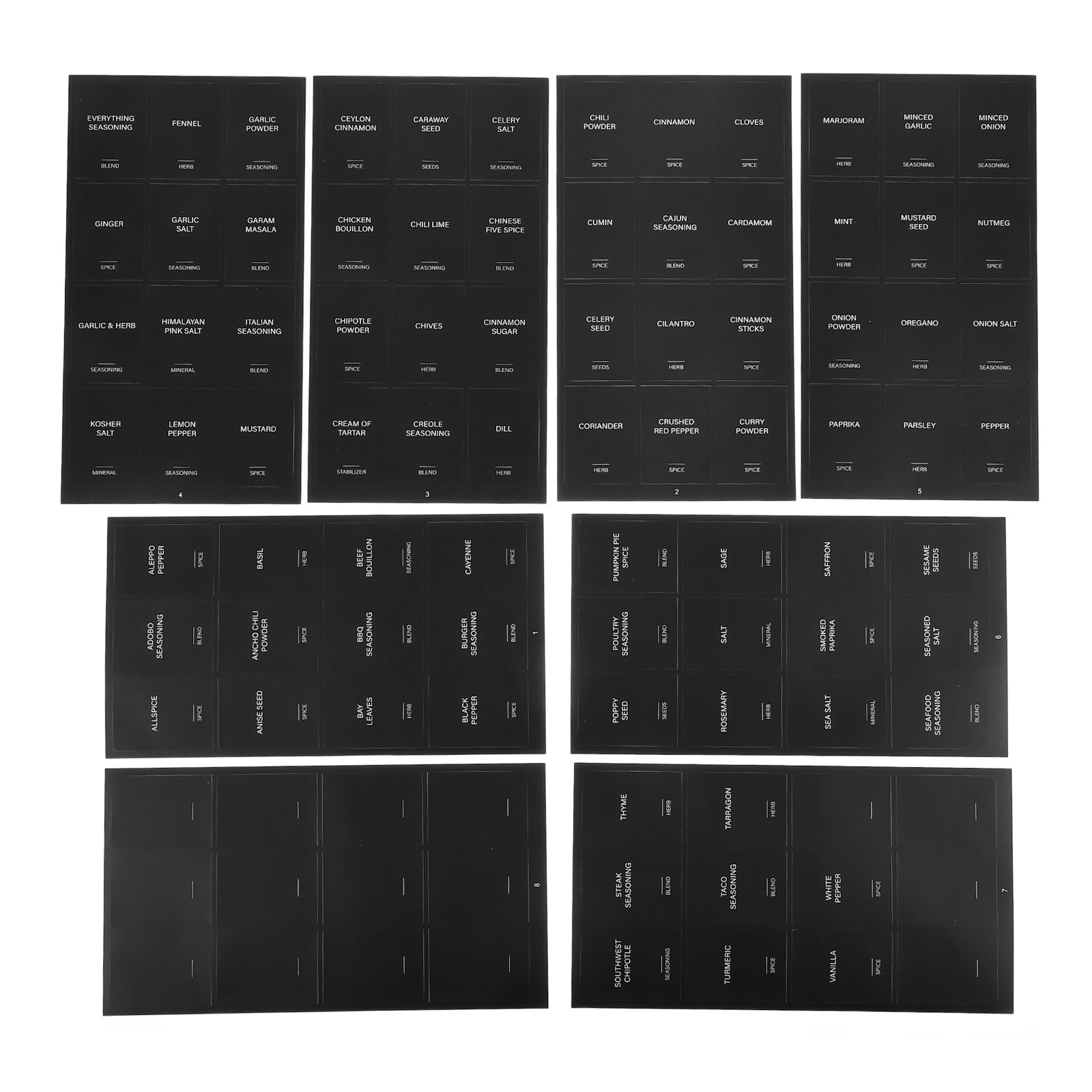 Food Storage Organization - 32 autocollants étiquettes rectangulaires étanches pour