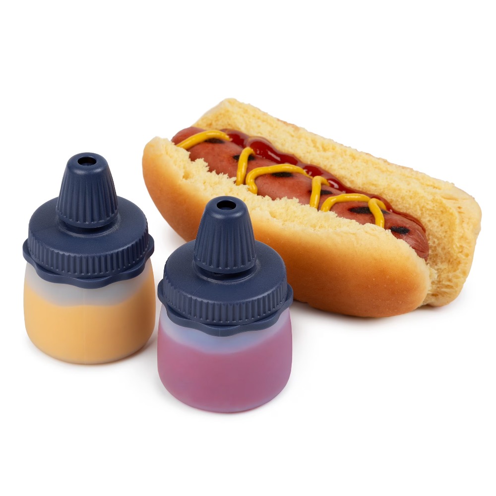 Condiment Squeeze Bottle - Bouteilles souples en silicone bleues réutilisables