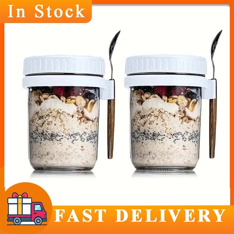 Food Storage Tupperware - Récipient d'avoine de nuit avec couvercle
