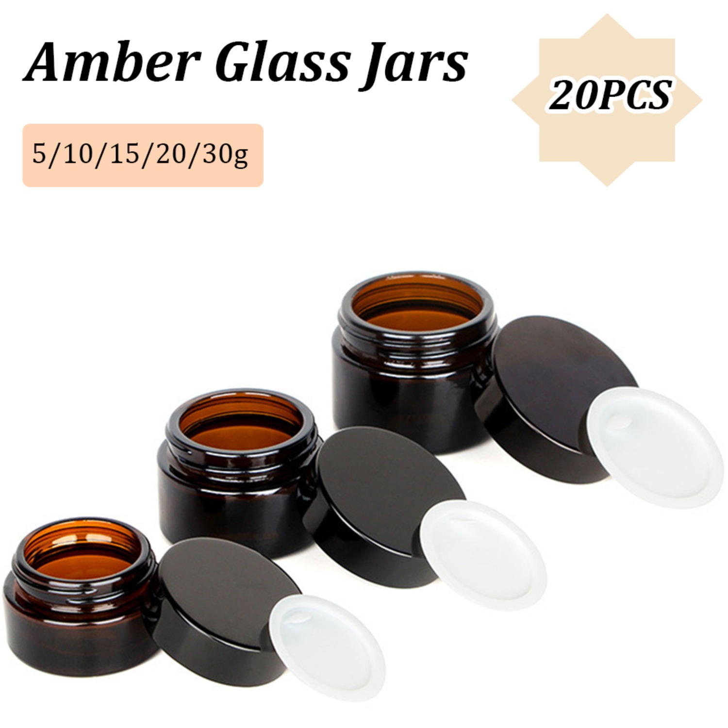Food Storage Set Glass - Petits pots en verre ambré avec