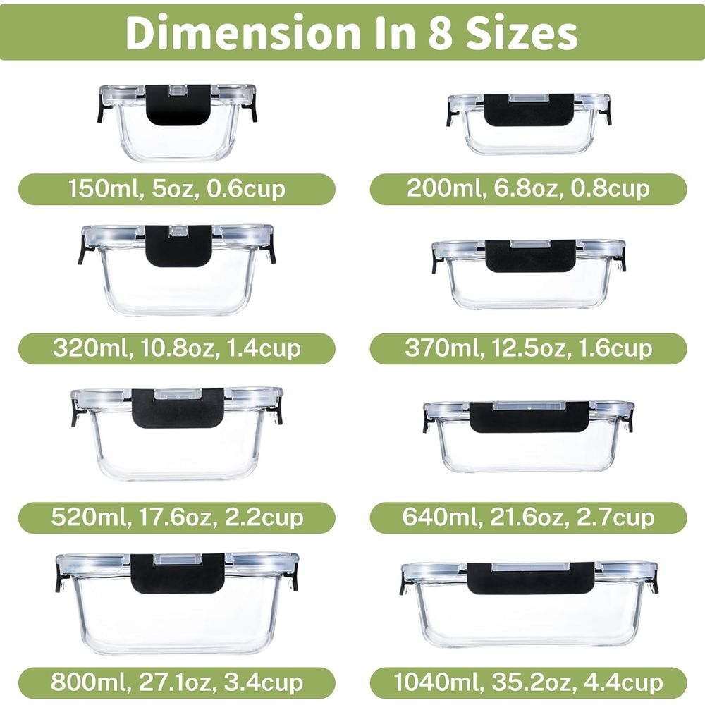 Ensemble de 8 récipients de co - Food Storage Set Glass avis et prix